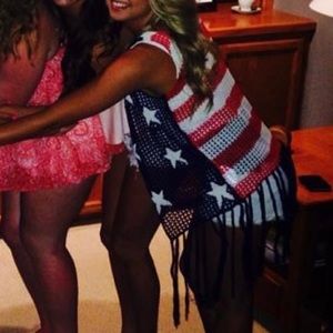 American flag fringe vest